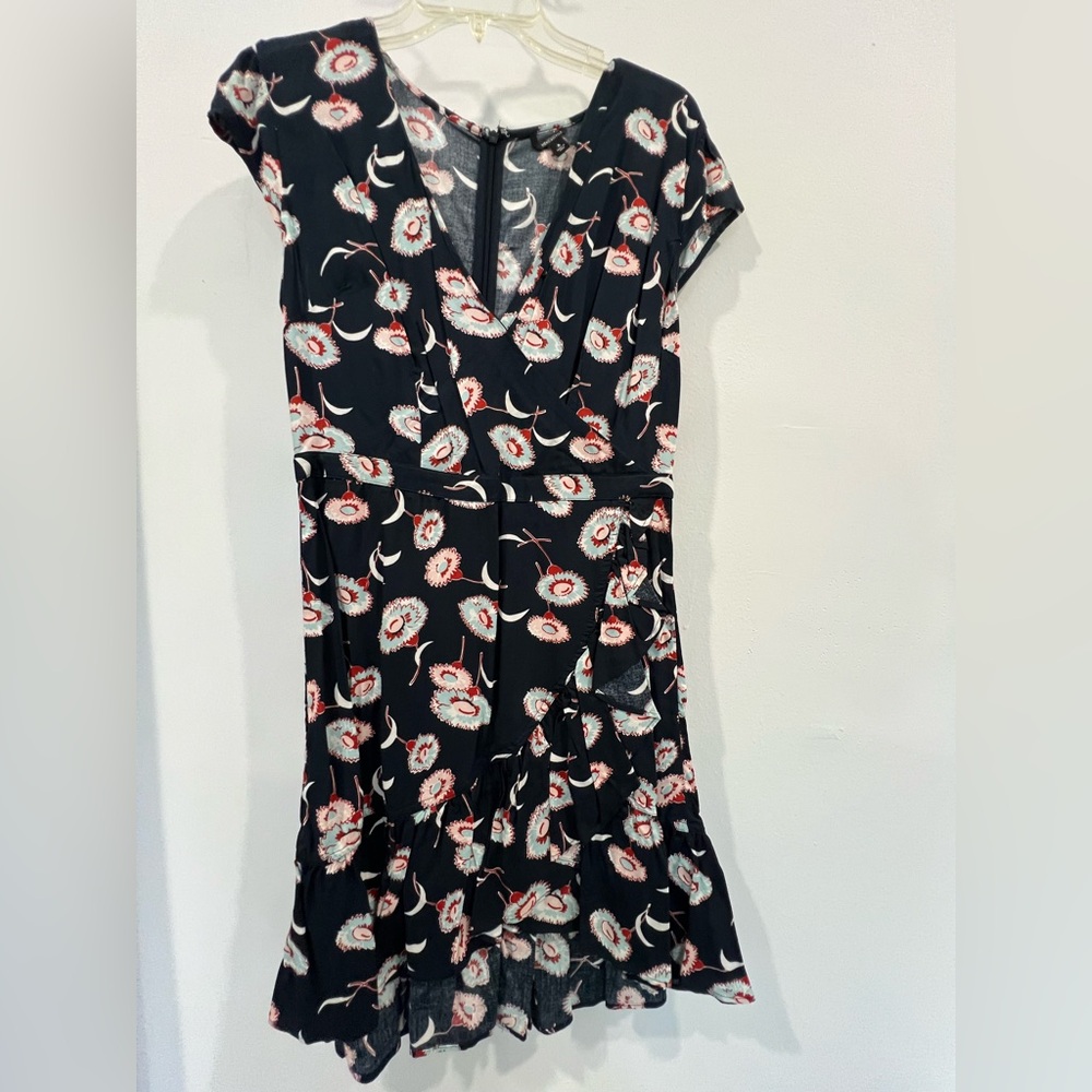 J Crew Blue Floral V-Neck Mini Dress